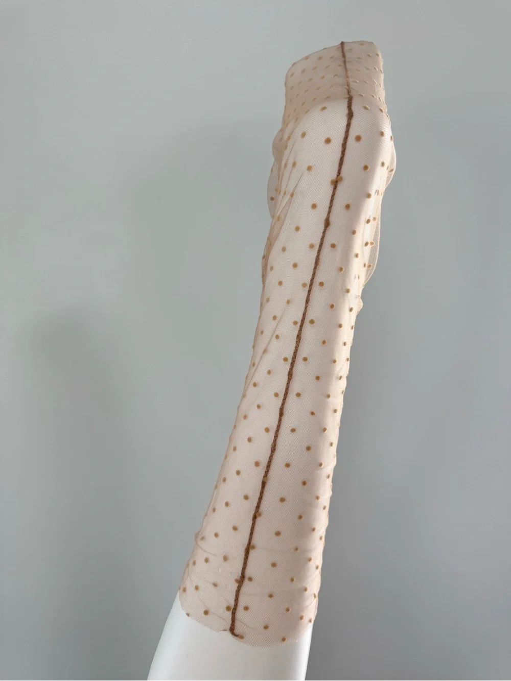 Sheer Beige Polka Dot Dress Socks